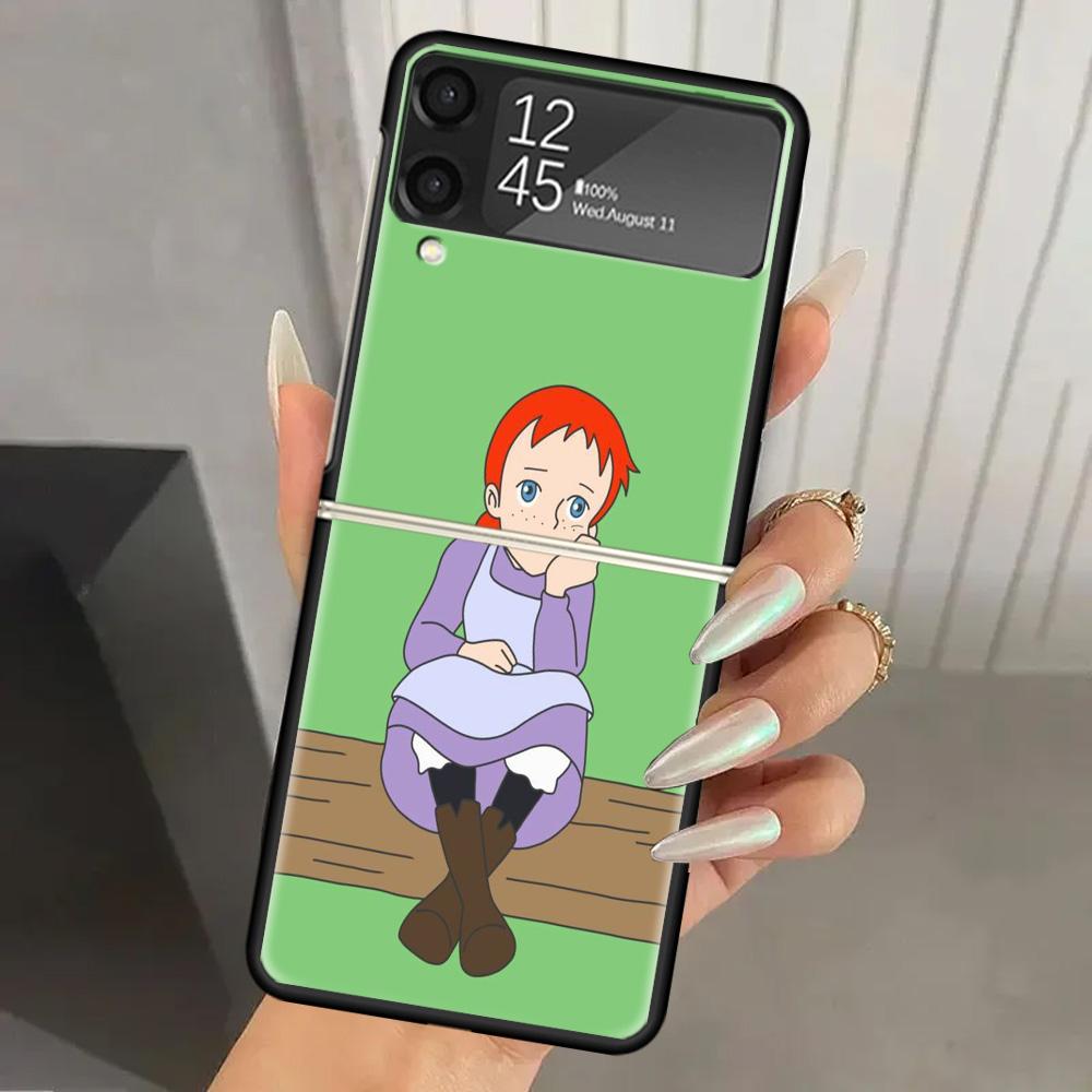 A-Anne Of Green Gables Shirley Hard PC Phone Case For Samsung Galaxy Z Flip 7 6 5 4 3 Black ZFlip7 ZFlip6 Flip5 Flip4 Flip3 5G P