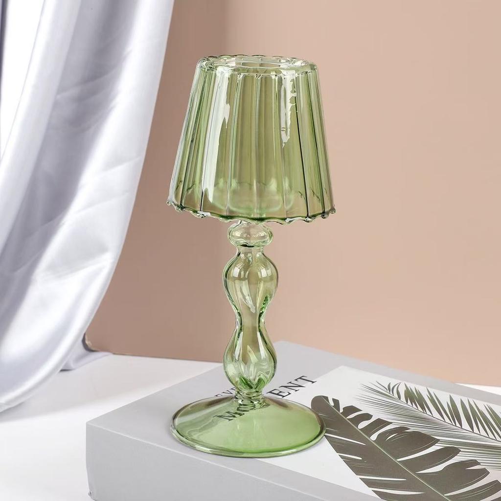 Factory Direct M Desk Lamp Shaped Glass Candle Holder Glass Candleholder Decorative Candle Stand For Table Wedding Party Centerp
