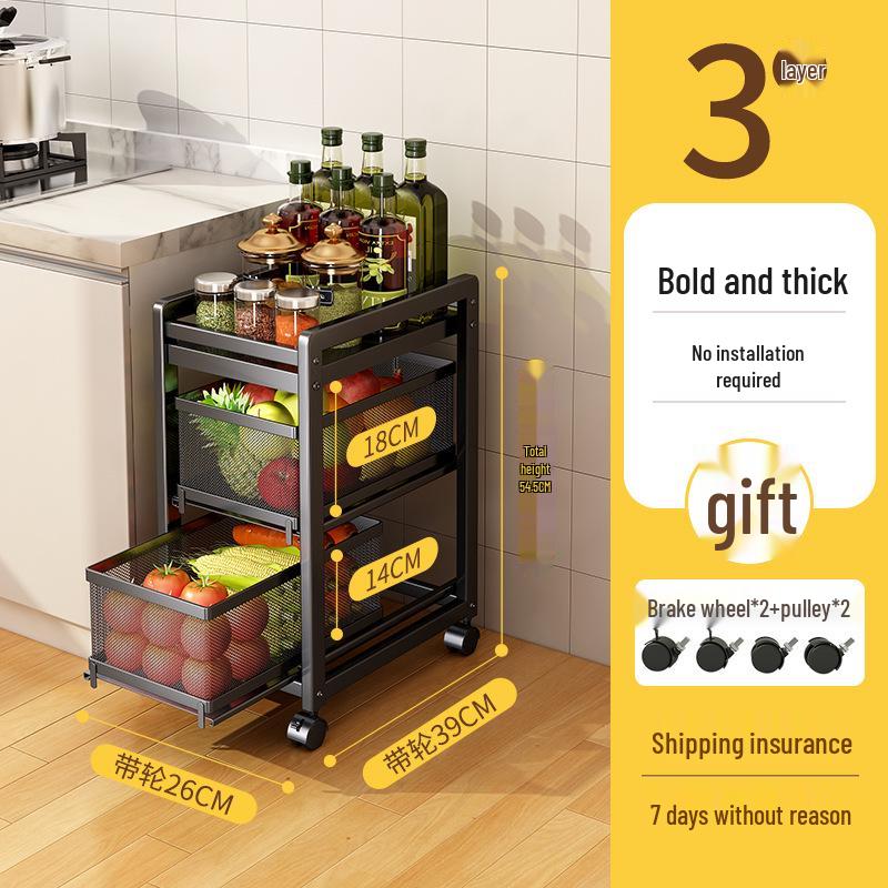 Multi-functional Kitchen Storage Rack with Drawer and Shelf
