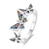 Real 925 Silver Plate Colorful Dragonfly Butterfly Cubic Zircon Rings For Women Wedding Engagement Birthday Jewelry Gift