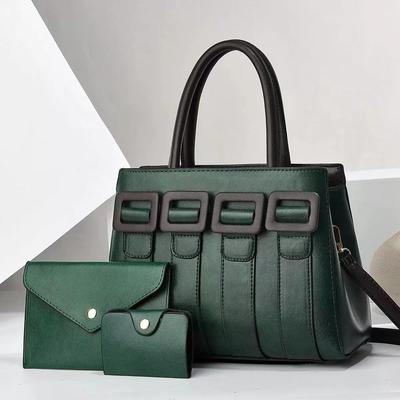 3Pcs Women Luxury PU Leather Handbag Set Vintage Large Tote Bag Versatile Daily Shoulder Crossbody Bag