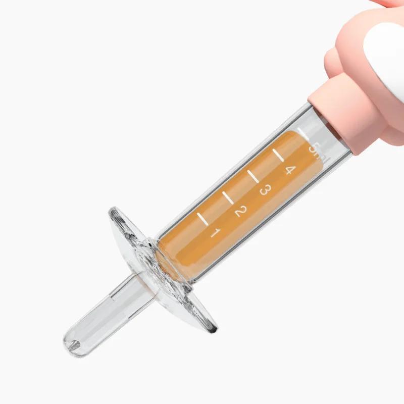 1pc Baby Medicine Dispenser Cartoon Frog Syringe Dropper Type Flow Dispenser with Graduated Measurements Medicine Feeder Feeding