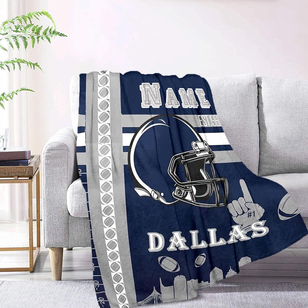 Dallas Football Helmet Banner With City Skyline Throw Blanket Text Ultrasoft Perfect For Sofa Couch Office Bed Picnics Allseason Use Modern Birthday