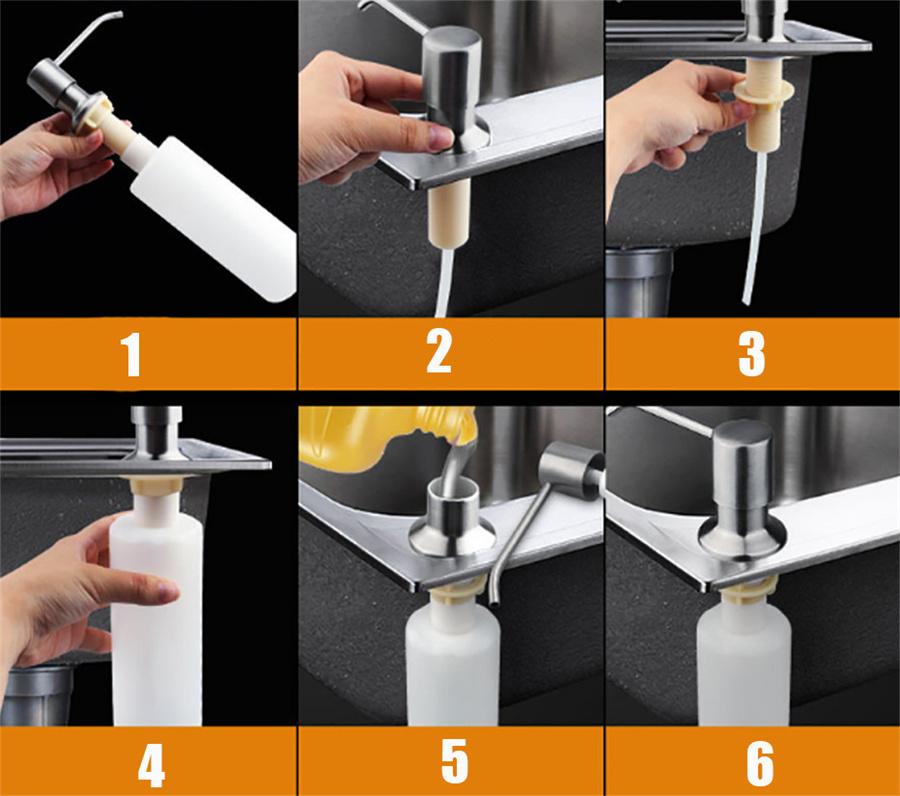 300ML Stainless Steel Soap Dispenser Kitchen Sink Hand Dish Soap Pump Bottle New