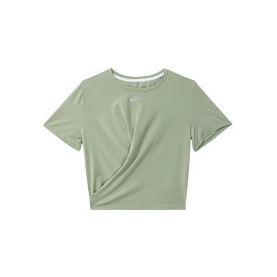 Dri-Fit Jednofarebné Športové Tričko s Okrúhlym Výstrihom a Krátkym Rukávom Dámske Topy Olejovo-Zelené DD4922-386