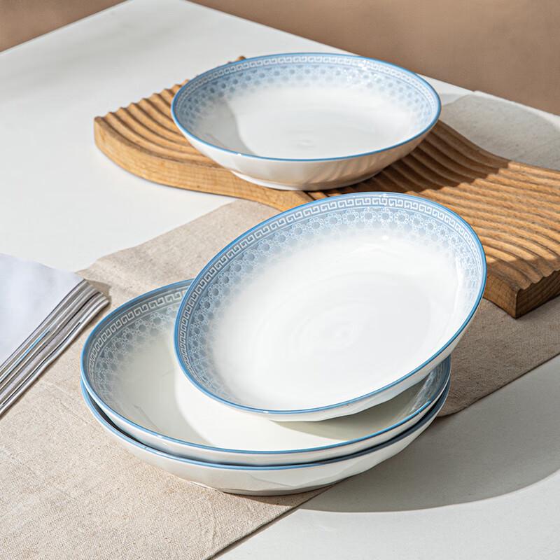 Lini'en Relief Underglaze Ceramic Dinner Plate Set