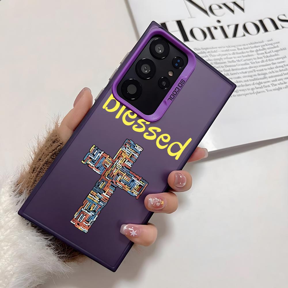 Fashion God Cross Phone Case For Samsung Galaxy S25 Edge S24 S23 S22 S21 S20 Ultra Funda Silicone Silver Cover