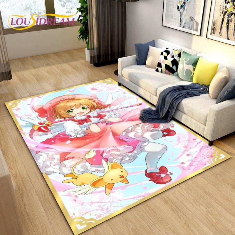 Cute Cartoon Cardcaptor Sakura Area Rug,Carpet Rug for Living Room Bedroom Sofa Doormat Decoration, Kids Play Non-slip Floor Mat