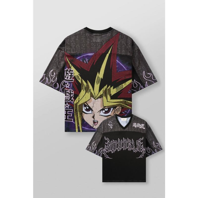 

Young American oversized T-shirt summer new casual sports fitness quick drying breathable printed large mesh short sleeved shirt 2XL