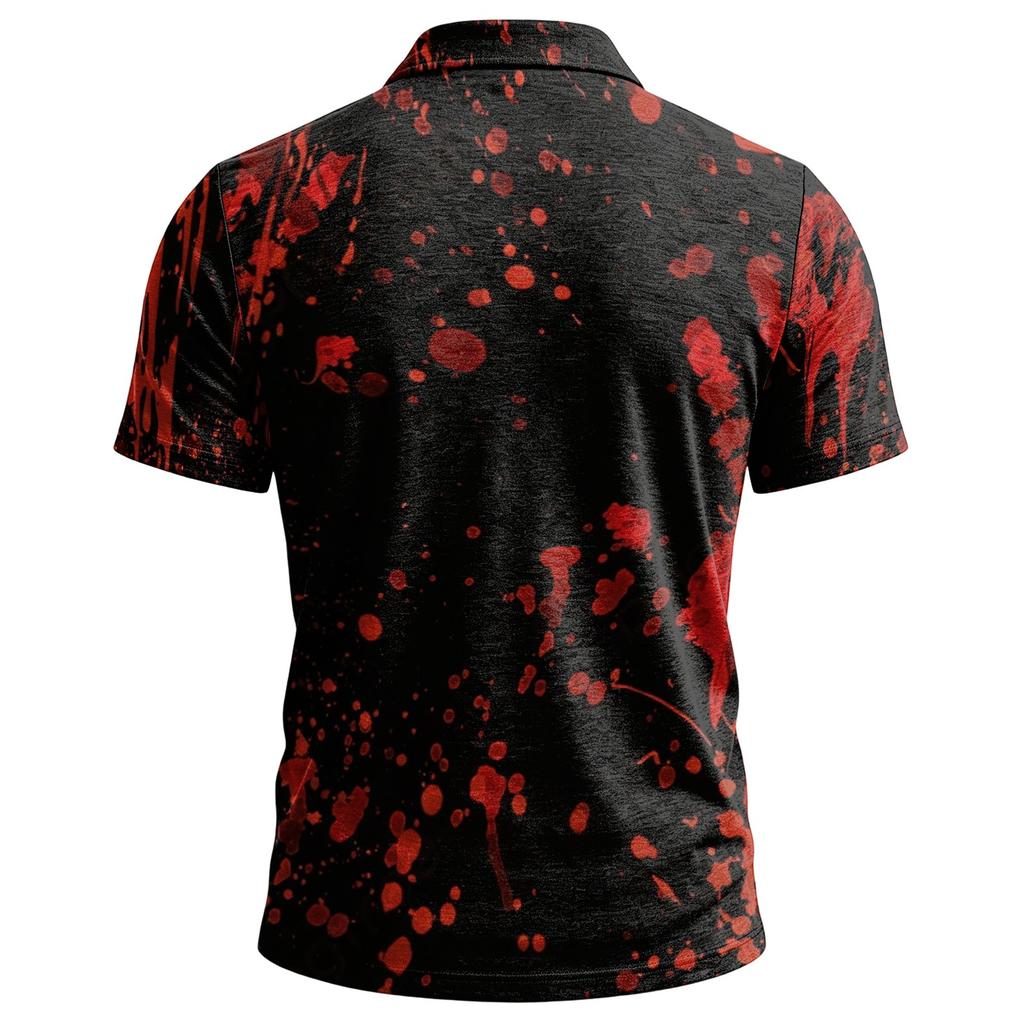 Men's Halloween Shirt with Pocket Casual Short Sleeve Button Down Top for Holiday Parties