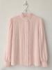 PRENDS SOIN DE TOI Frill Neck Cotton Blouse Powder Pink