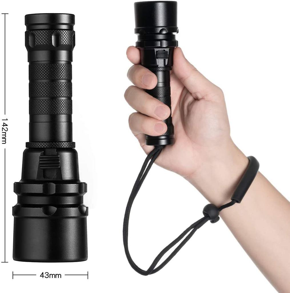 Hochleistungs-Tauchtaschenlampe IP68 Höchste Wasserdichtigkeitsbewertung Professionelles Tauchlicht Angetrieben durch 18650 Batterie Mit Handseil