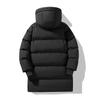 Herbst und Winter Neue Jugend Mittellang und Lang Verdickt Gefütterte Jacke Winter Gefütterte Jacke Männliche Schüler Warme Kapuzen-Gefütterte Jacke
