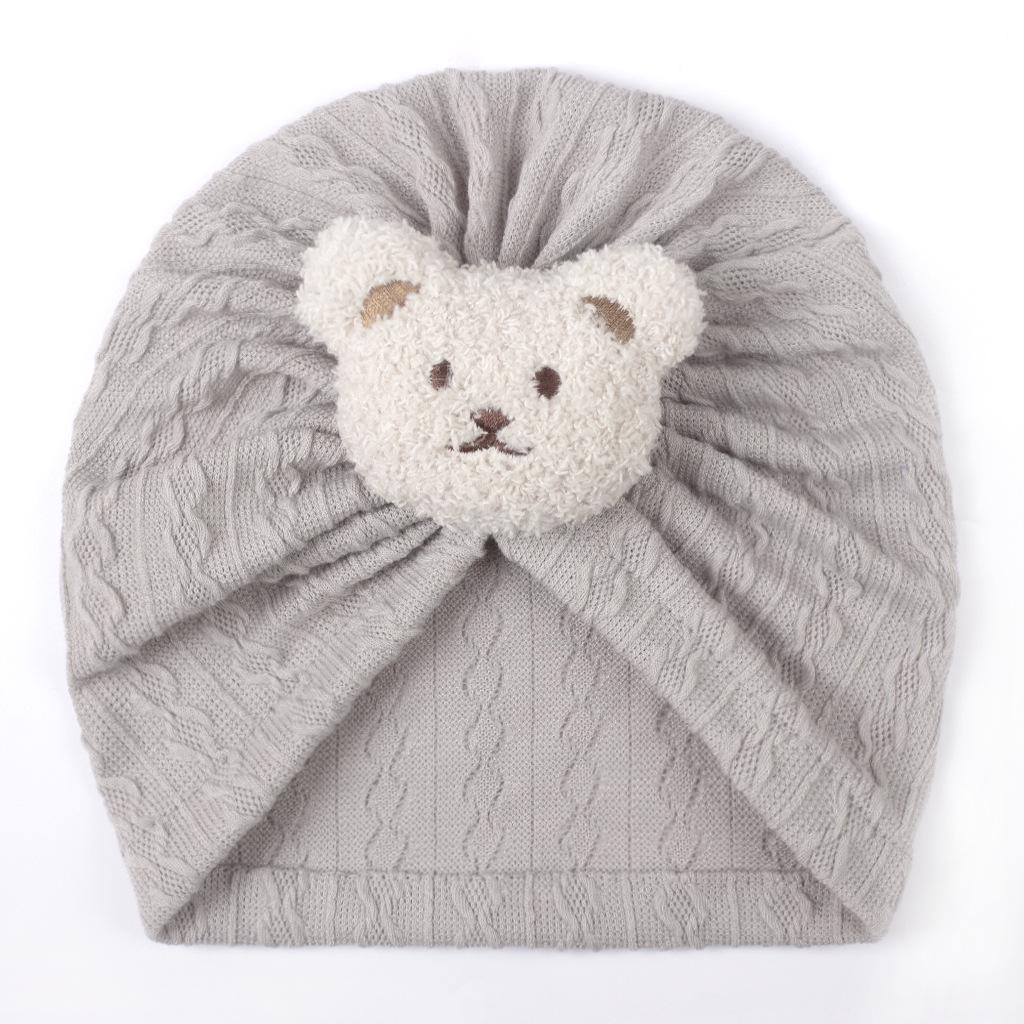 Spring & Autumn Cute Bear Baby Jacquard Pullover & Headband Hat