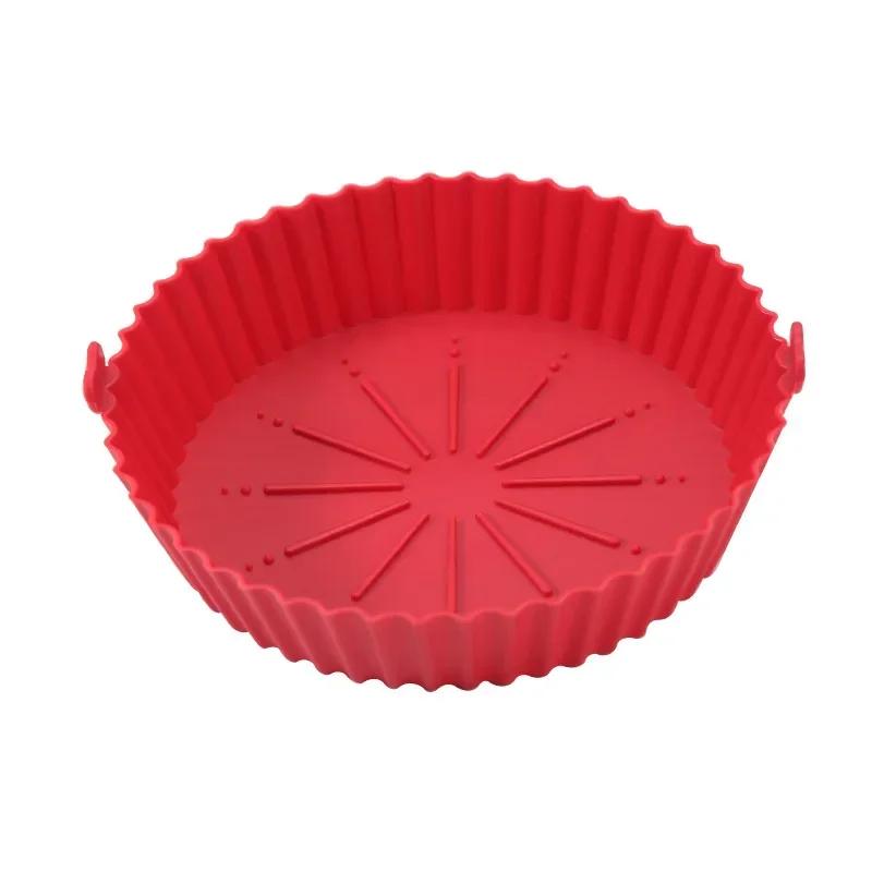 Air Fryer Silicone Pot Basket Tray 17/20/23cm Round Square Airfryer Reusable Silicone Air Fryer Liners Food Safe Non Stick