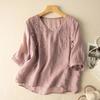 Summer new embroidered cotton and linen top loose temperament literary retro seven-quarter sleeve casual versatile