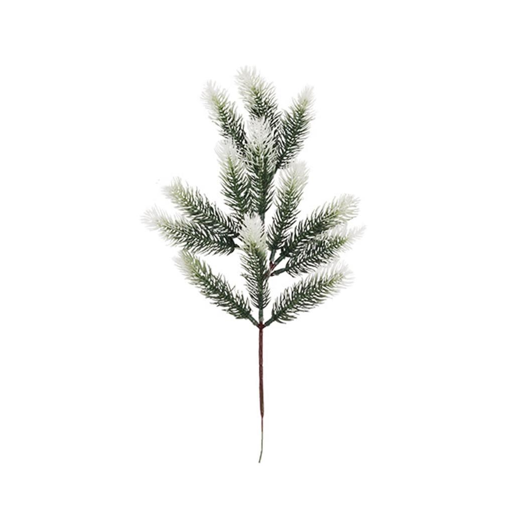 Snowy Artificial Pine Needles Branch Twig Frosted Pine Picks Greenery Stem for Crafts Wreaths Garlands Holiday Decor