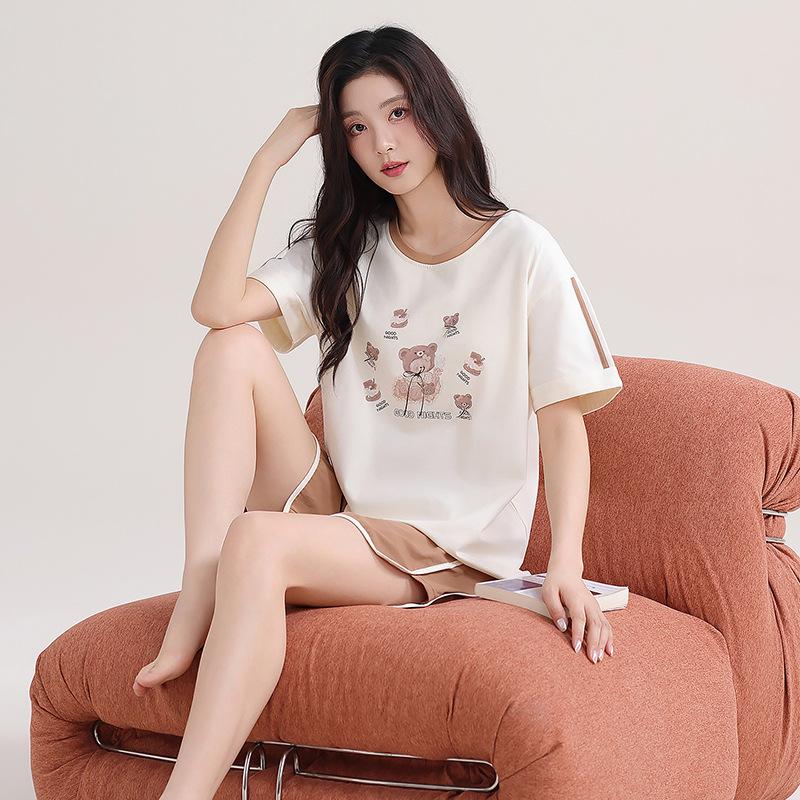 Women's 2026 Summer Cute Printed 100% Cotton Pajamas – Comfortable, Skin-Friendly, Wearable as Outerwear