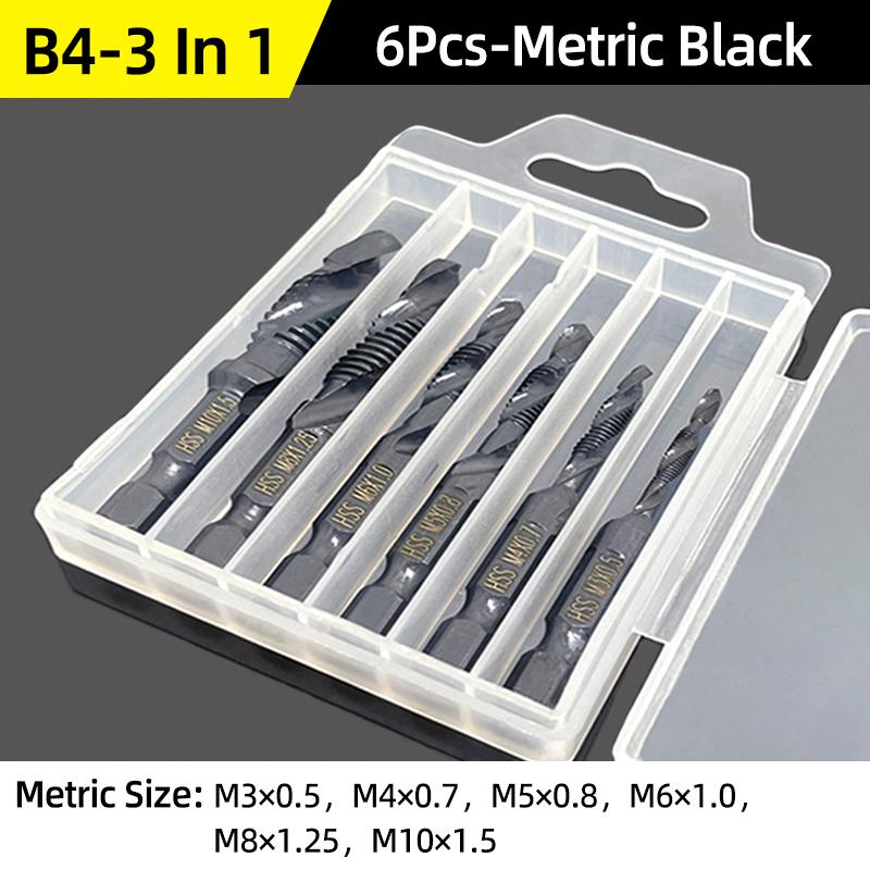 Compound Screw Tap Bit Set M3/4/5/6/8/10 Hex Spiral Tap Countersink Drill Reamer Titanium Soft Metal Tapping Chamfering Tools