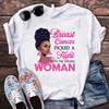 Fight Breast Cancer Black Queen Girl Print Magic Tshirt Unisex Fashion Dope Educated Melanin Shirt Summer Top Female Clothes