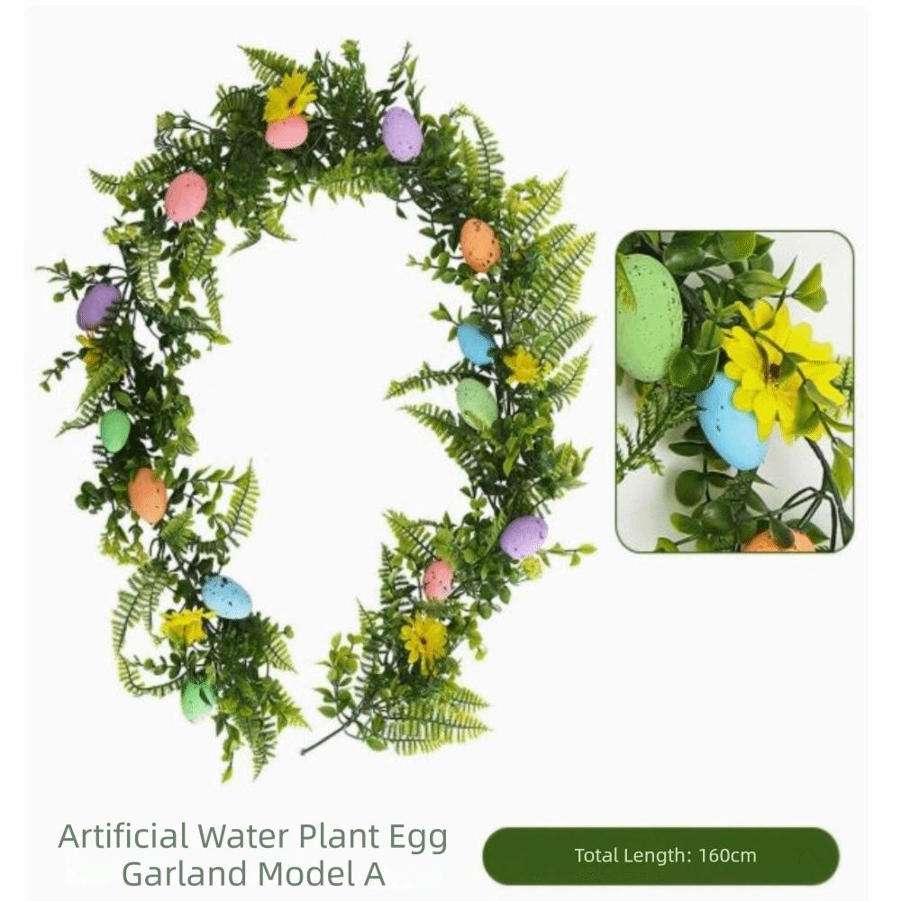 Green Leaf Easter Eggs Tactile Soft Rubber Simulation Flowers Vine Decorations Colorful Egg Artificial Eucalyptus