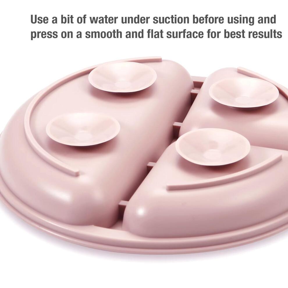 PandaEar 2 Pack Silicone Baby Suction Plates with 2 Spoons 2 Forks for Weaning Girls, Sectioned Divided Baby Weaning Plates, Toddler Dinner Plates Se