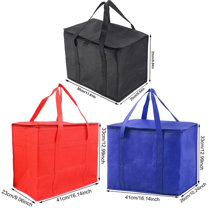 Large Insulated Reusable Grocery Bag Foldable Thermal Cooler Bag Hot Cold Keep Warm Food Delivery Picnic Shopping Bag