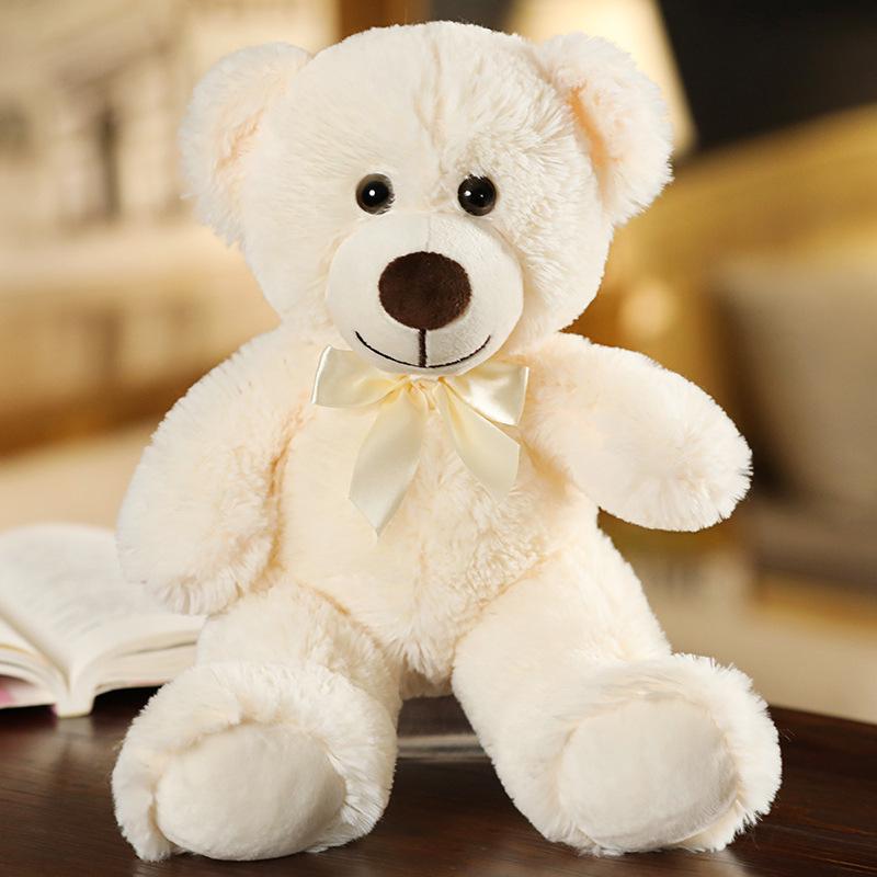 Adorable Seven-Color Teddy Bear Plush with Ribbon - Perfect Claw Machine Prize or Small Gift