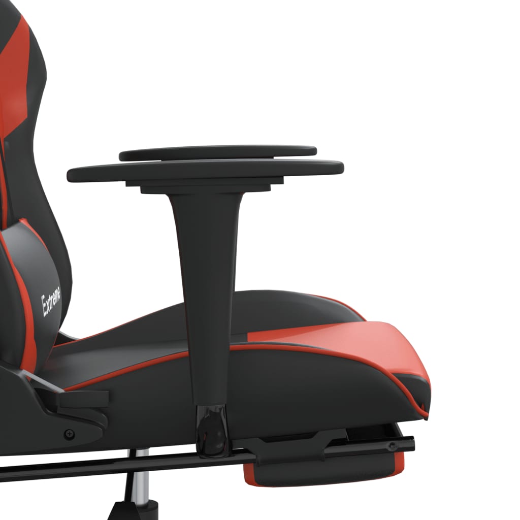 Gaming Chair with Footrest Black and Red Artificial Leather