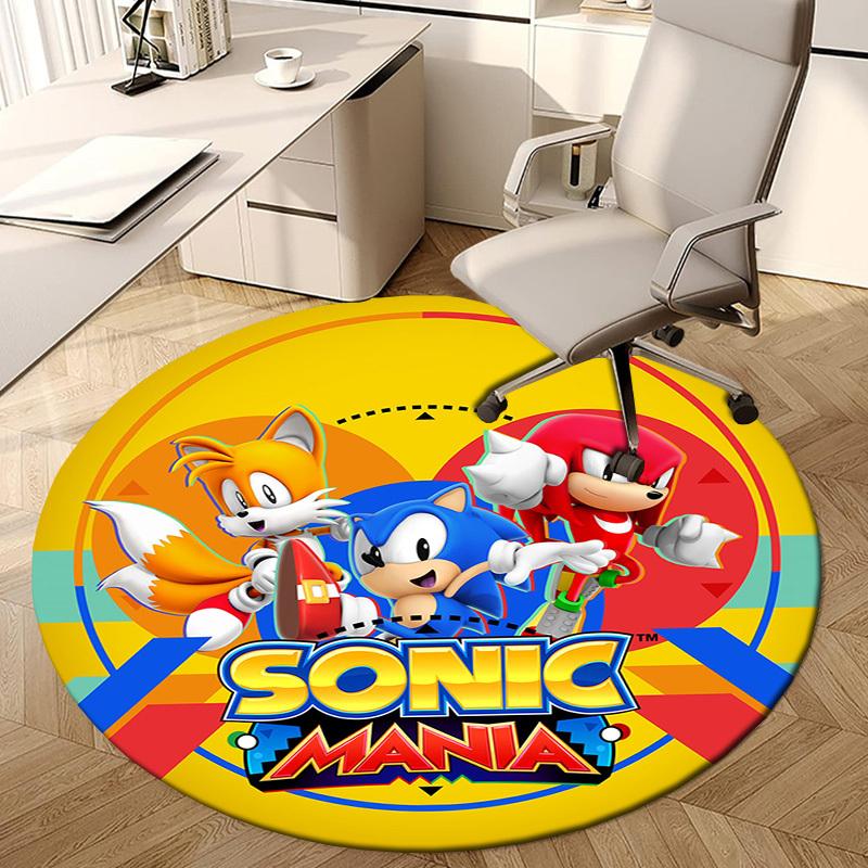 1pc Sonic Mania Characters Artwork Round carpet, Made of Polyester,Perfect for Decorating Office Chairs, Living Rooms,fplt065