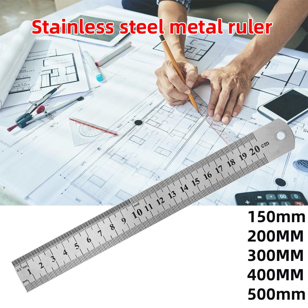 15-50Cm Double Side Scale Stainless Steel Metal Straight Ruler Measuring Tool Precision Measuring Tool for Students Stationery