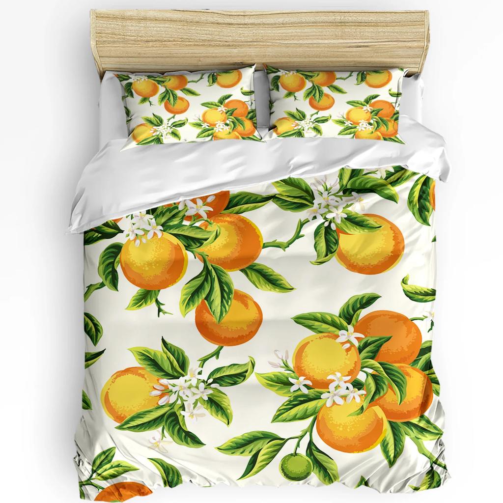 3pcs Bedding Set Plant Lemon Flowers White Home Textile Duvet Cover Pillow Case Boy Kid Teen Girl Bedding Covers Set