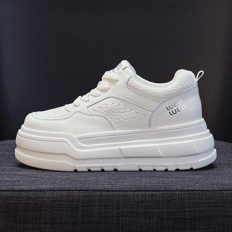 Foam Sole Leather Little White Shoes Women's Spring New Platform Sports Board Shoes Women's Casual Single Shoes Mesh Women's Shoes
