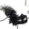 Side Flower Masquerade Mask Feather Rhinestone Decoration Venetian Mask Vintage Style Plastic Party Mask Masquerade Ball