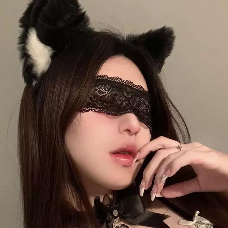 Cat Ear Bell Headband & Fox Hairpin with Lace Eye Mask - Cute Hair Accessories Set