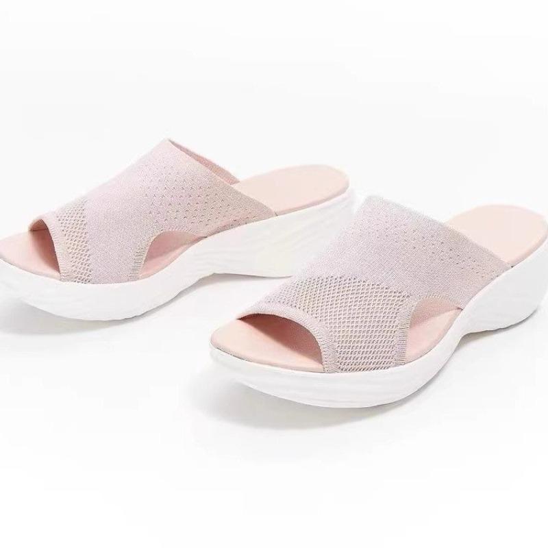 Fashion Women Slippers Elastic Shoes 2025 New Summer Women Slippers Lightweight Slip on Heeled Sandals Female Slides Women Flats Sandals