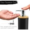 4-piece Black Bathroom Accessories Set Plastic Toothbrush Holder with Bamboo Cover Toothbrush Cup Lotion Dispenser Soap Box