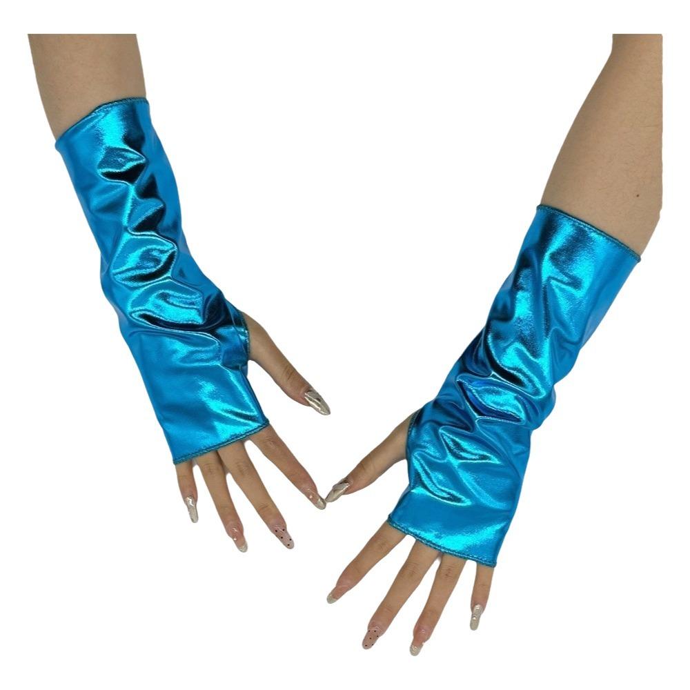 Solid Color Fingerless Mittens Imitation Leather Rock Gloves Punk Style Short Gloves  Friend Gift