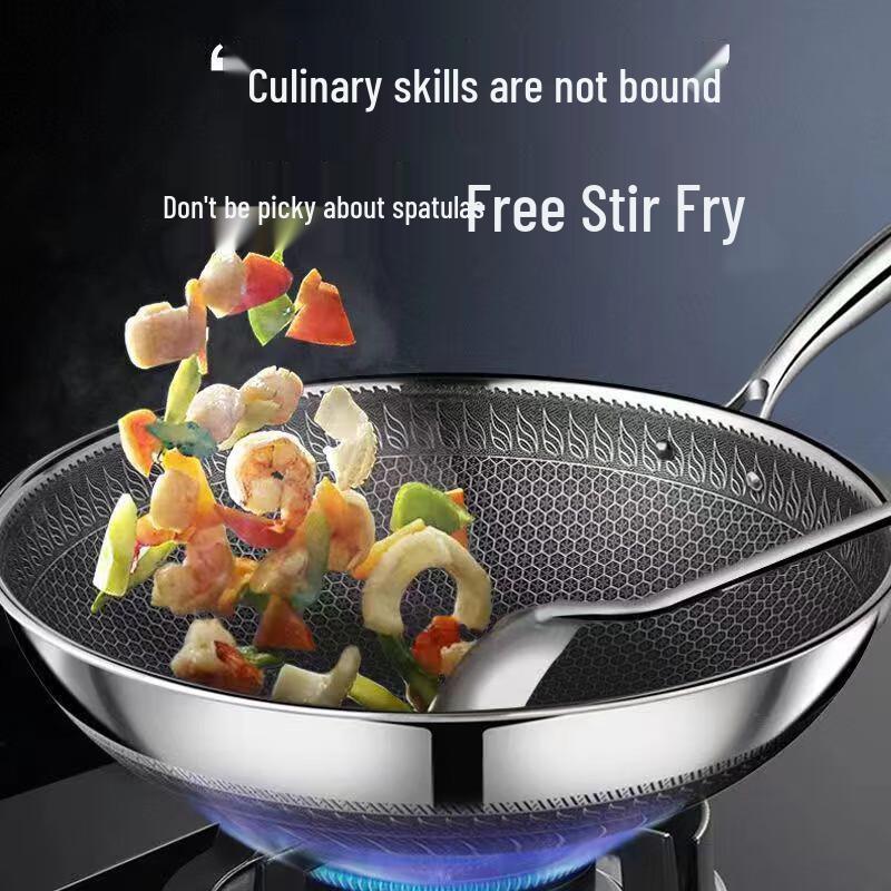 Shangheng 316L Stainless Steel Honeycomb Non-Stick Wok 32cm