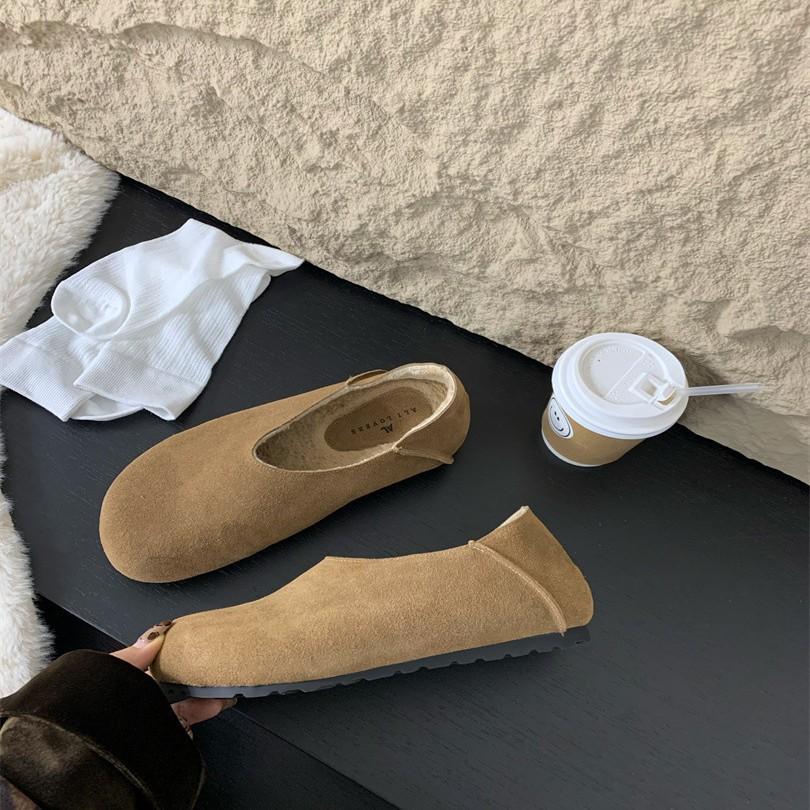 2025 New Shallow Mouth Warm Fluff Cotton Ladyshoes Women Wear Outside Winter Wear Inside One Pedal Lazy Single Shoes