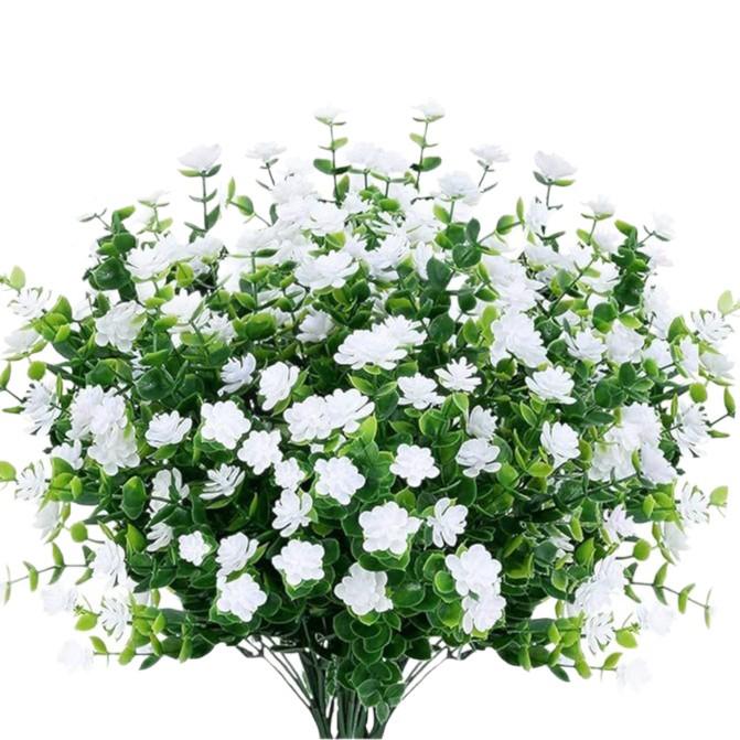 Artificial Camellia Flowers and Eucalyptus Leaves for Outdoor and Garden Decoration