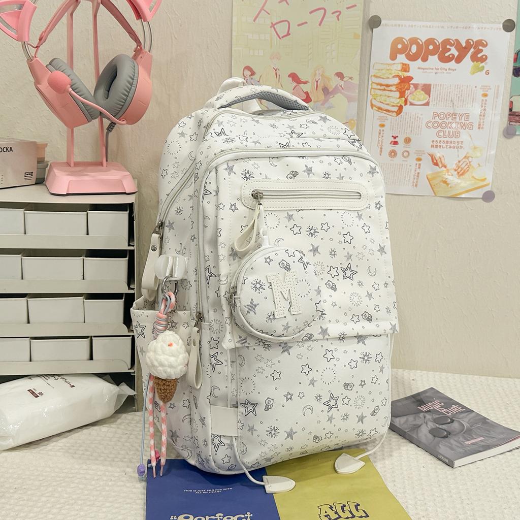 Schoolbag women's new Japanese ins high value fresh and sweet star backpack junior high school students lightweight backpack