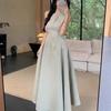 Sleeveless Vest Solid Color Long Skirt Temperament Women Korean Dress Sleeveless Long Dress  Party