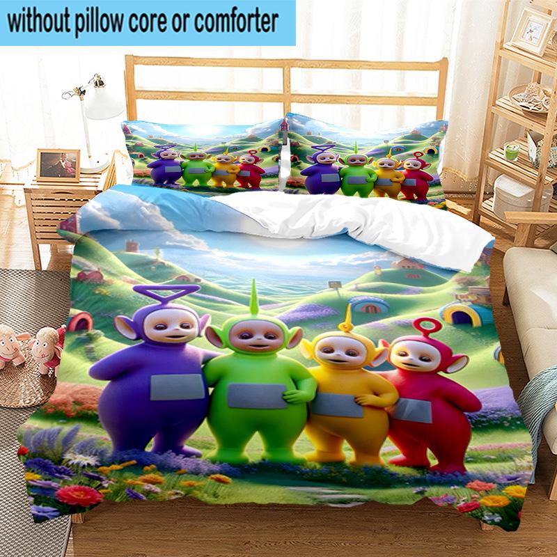 3PCS Tele-tubbies Celebration 3pcs Bedding,Including 3PCS Duvet Cover And 2pcs Pillowcases Perfect for Christmas,Ideal for Bedroom, Dormitory