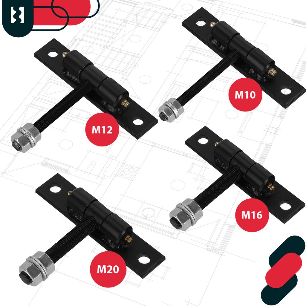 Kotarbau® Screw-In Gate Hinge With Grease Nipples For Gates, Doors, Wickets, Diameter 20 Mm, M20, Set Of 2