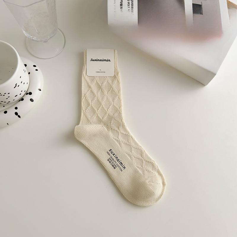 5 Pairs of Female Spring and Autumn Cotton Fashion New Drum Pile Socks