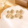 European and American style atmosphere hollow flower stud earrings French retro exaggerated atmosphere simple earrings women's holiday style jewelry