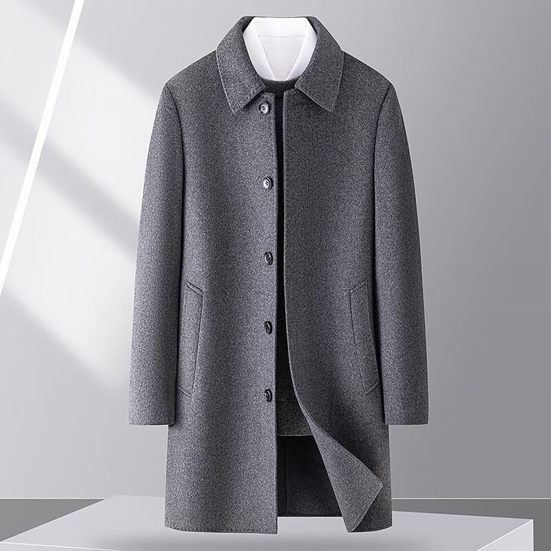 

FAPAI Men s 70% Merino Wool Lapel Mid-length Overcoat XL (52)