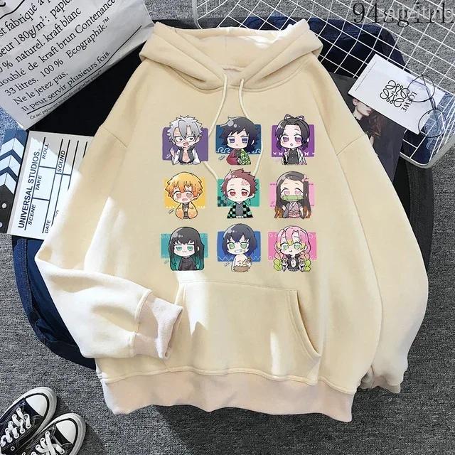

Cute Nezuko Anime Print Women Demon Slayer Manga Tanjiro Kimetsu No Yaiba Kangaroo Pocket Hoodie Harajuku Streetwear Clothes 3XL