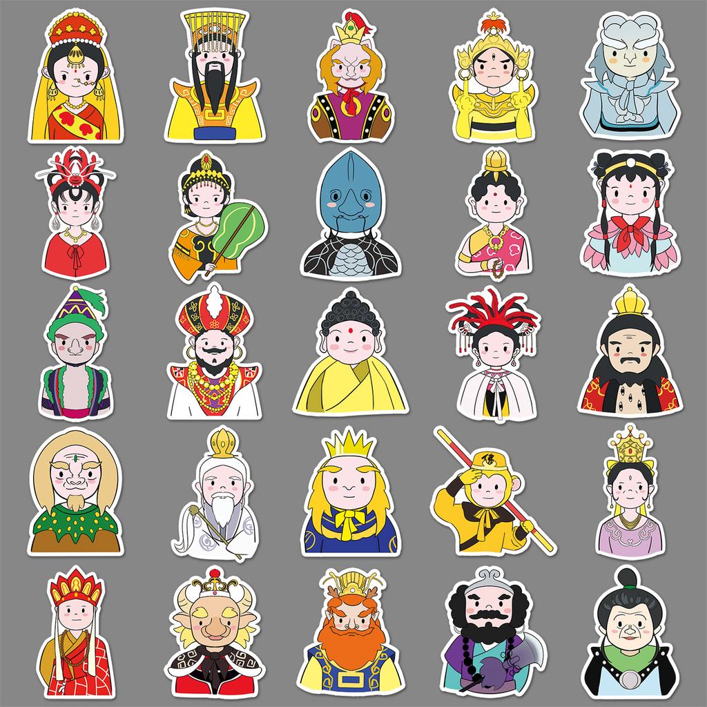 51 Journey To The West Doodle Stickers Personalized Cartoon Hand-painted Characters Decorative Mobile Phone Case Water Cup Creative Stickers